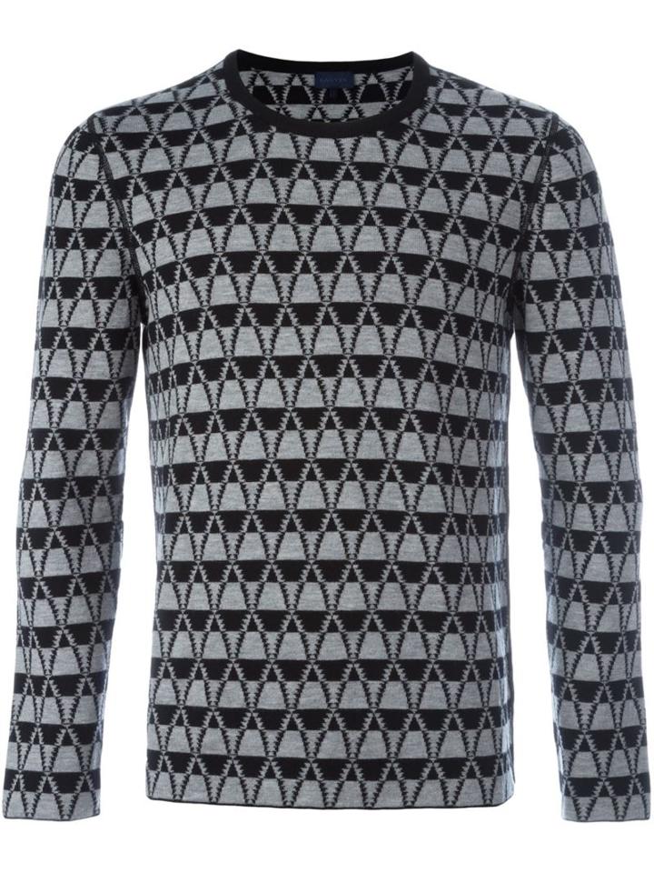 Lanvin Chevron Pattern Jumper, Men's, Size: Small, Grey, Wool