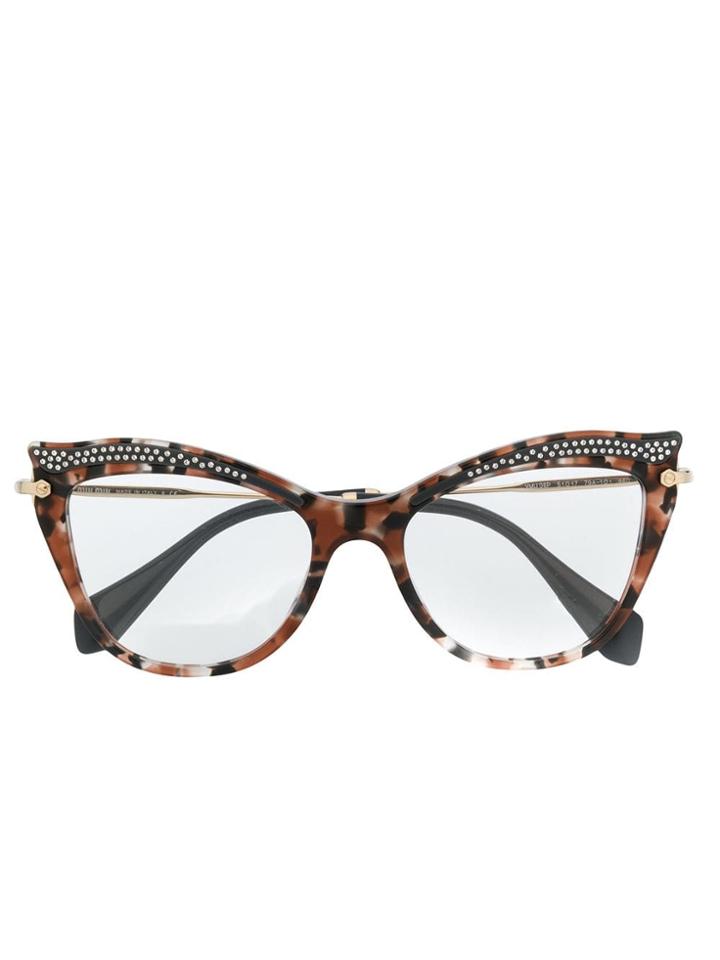 Miu Miu Eyewear Crystal Embellished Glasses - Grey