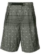 Sacai Patterned Shorts, Men's, Size: 1, Grey, Cotton