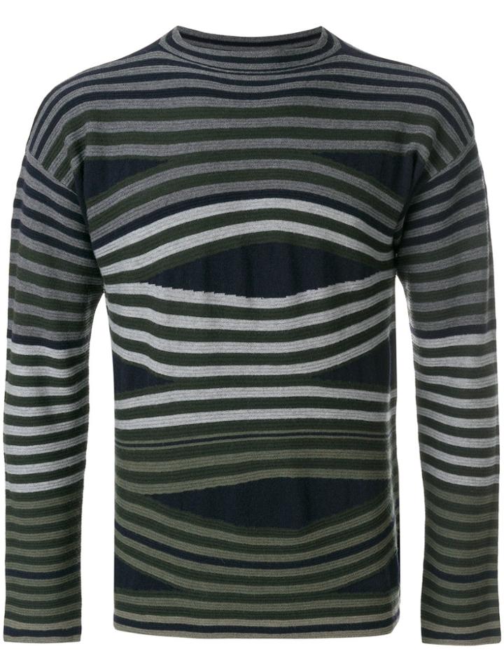 Emporio Armani Long Sleeved Stripe Sweater - Blue