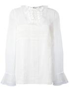 Giambattista Valli Macramé Detail Sheer Blouse, Women's, Size: 46, White, Silk/polyester