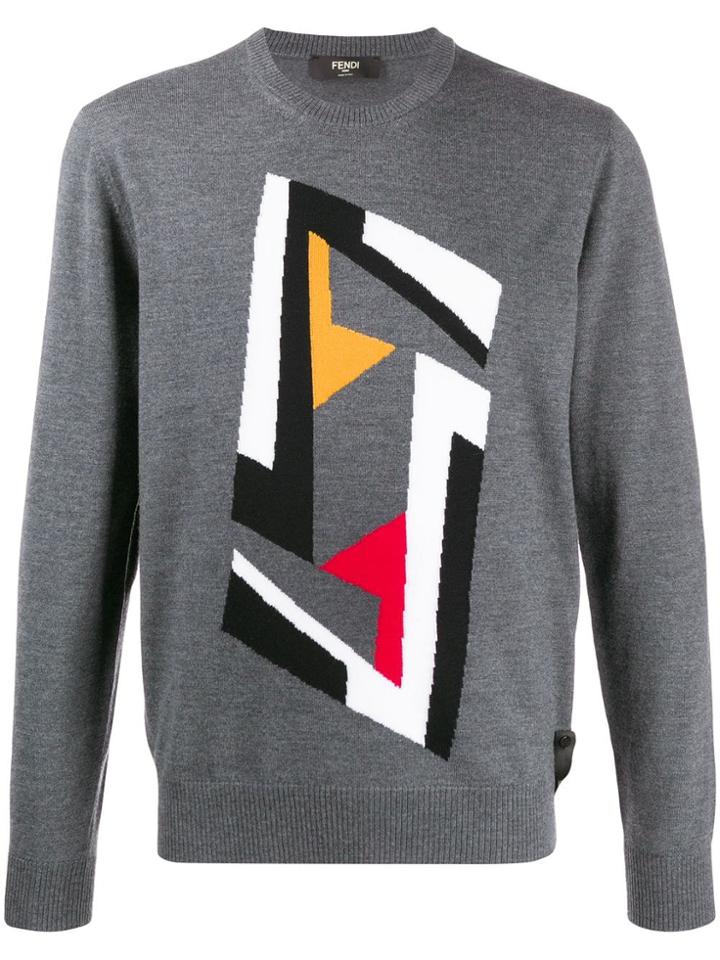 Fendi Futuristic Ff Motif Jumper - Grey