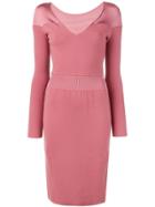 Alaïa Vintage V-neck Knit Dress - Pink
