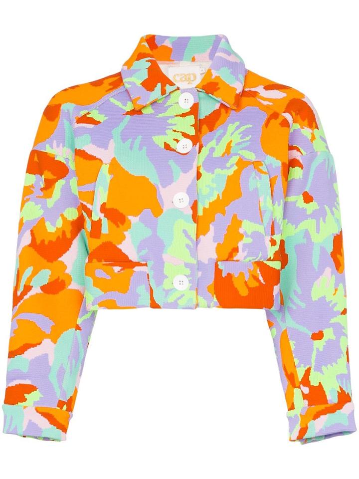 Cap Celeste Jacquard Cropped Jacket - Camo Flower Neon