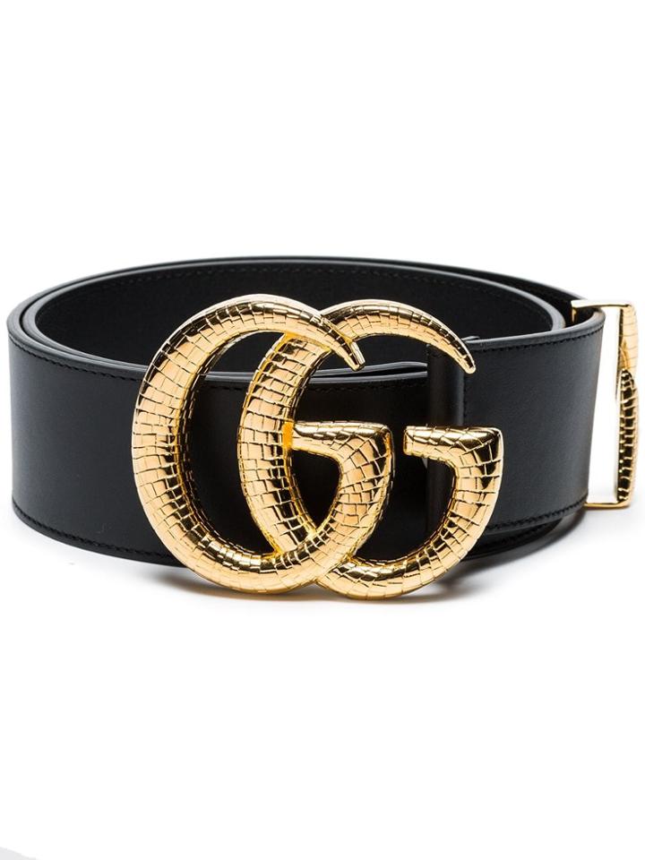 Gucci Gg Marmont Scaled Buckle Belt - Black