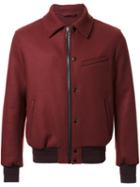 Lanvin Varsity Style Bomber Jacket, Men's, Size: 46, Red, Polyester/viscose/virgin Wool