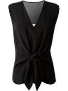 3.1 Phillip Lim Tie Front Sleeveless Top, Women's, Size: 6, Black, Silk
