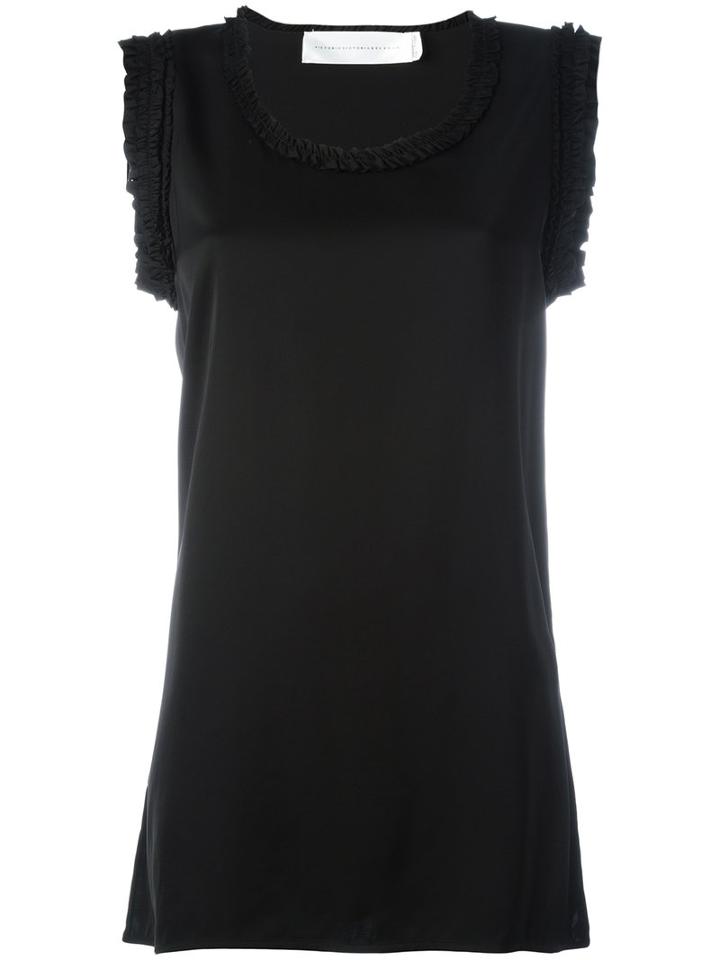 Victoria Victoria Beckham Ruffle-edge Blouse, Women's, Size: 10, Black, Viscose/spandex/elastane