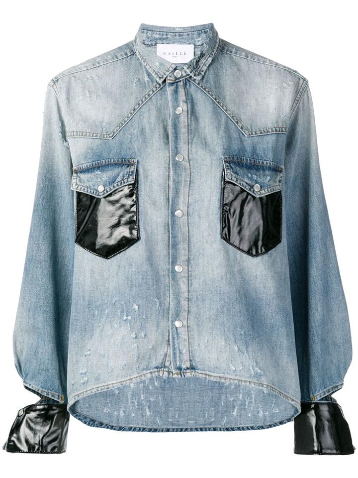 Gaelle Bonheur Contrasting Cuffs Denim Shirt - Blue