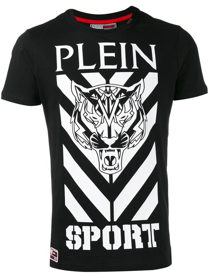 Plein Sport Logo Print T-shirt, Men's, Size: Large, Black, Cotton