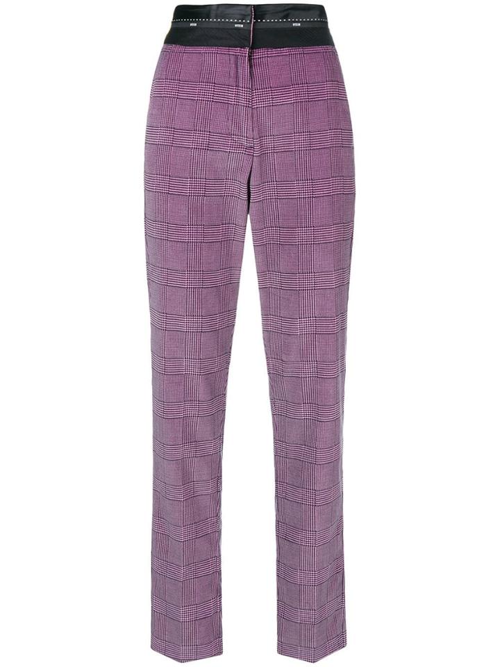Msgm High-waist Checked Trousers - Pink & Purple