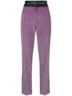 Msgm High-waist Checked Trousers - Pink & Purple
