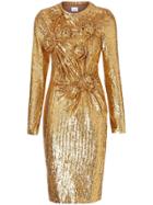 Burberry Hand-gathered Detail Sequinned Dress - Gold