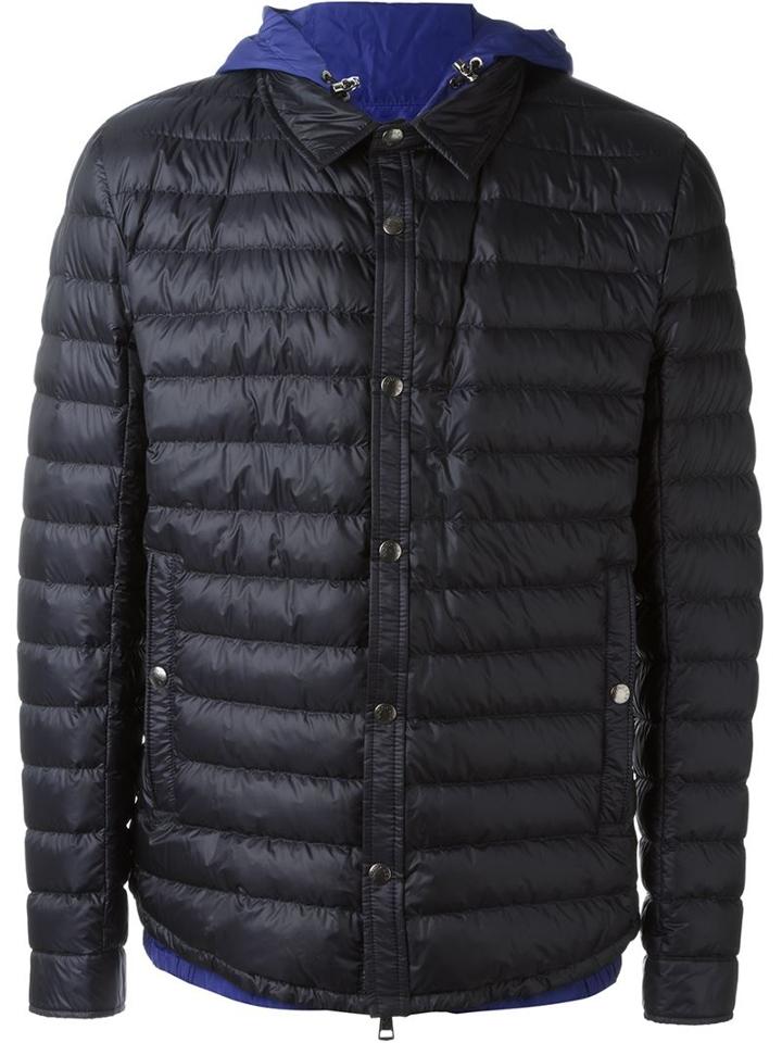 Moncler Hooded Padded Jacket, Men's, Size: 7, Blue, Polyamide/goose Down/feather Down