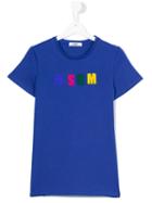 Msgm Kids - Logo Print T-shirt - Kids - Cotton - 14 Yrs, Girl's, Blue