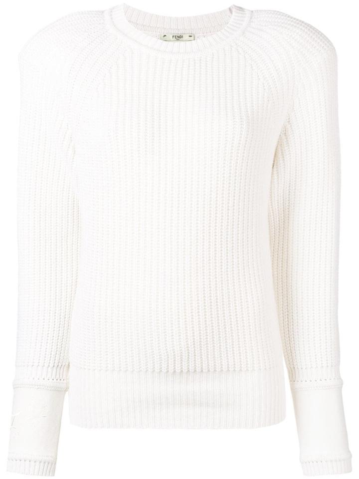Fendi Embroidered Cuff Jumper - White
