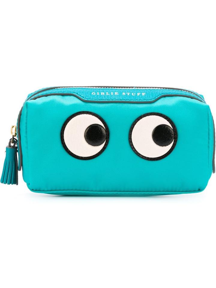 Anya Hindmarch Eyes Make-up Bag, Blue, Leather/nylon