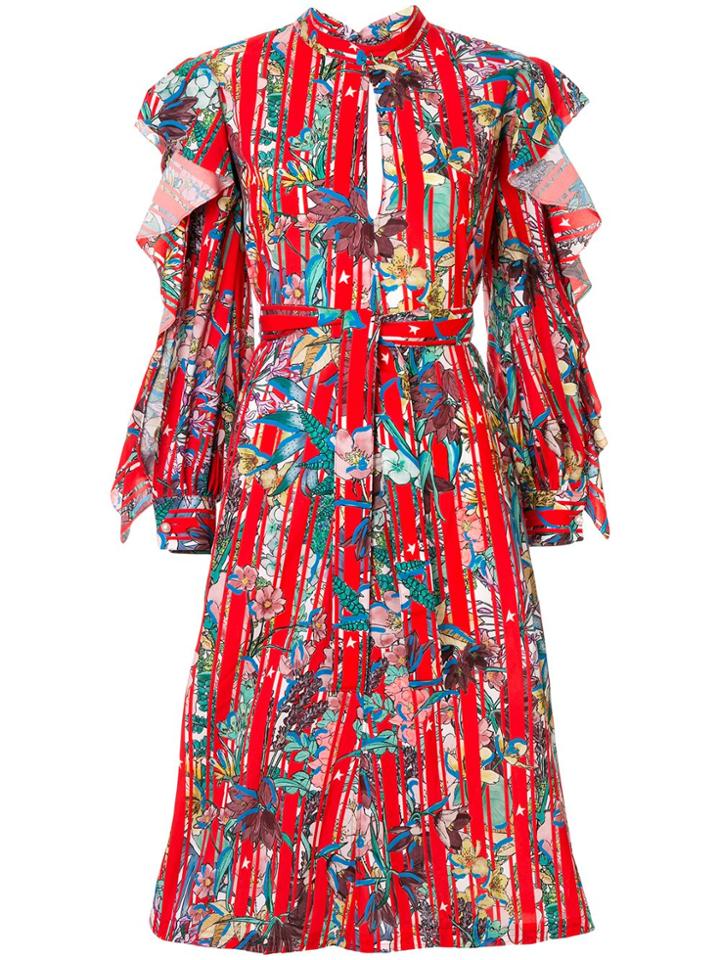 Golden Goose Floral-print Ruffled Dress - Red