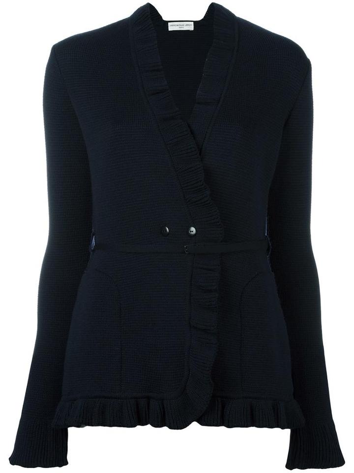 Veronique Leroy Belted Cardigan, Women's, Size: 36, Blue, Wool