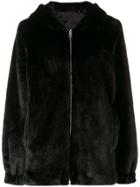 Helmut Lang Hooded Faux Fur Jacket - Black