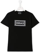 Young Versace Teen Rectangular Logo Printed T-shirt - Black
