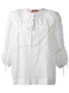 No21 Panelled Blouse, Women's, Size: 40, White, Cotton/silk