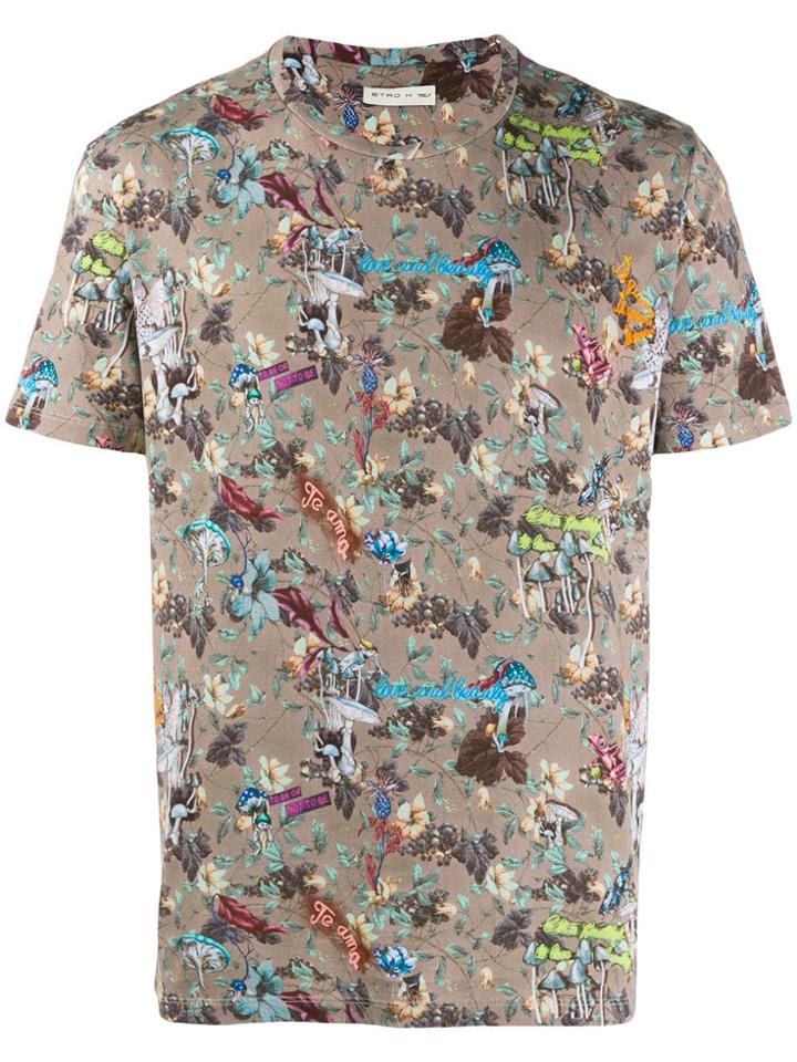 Etro Floral T-shirt - Grey