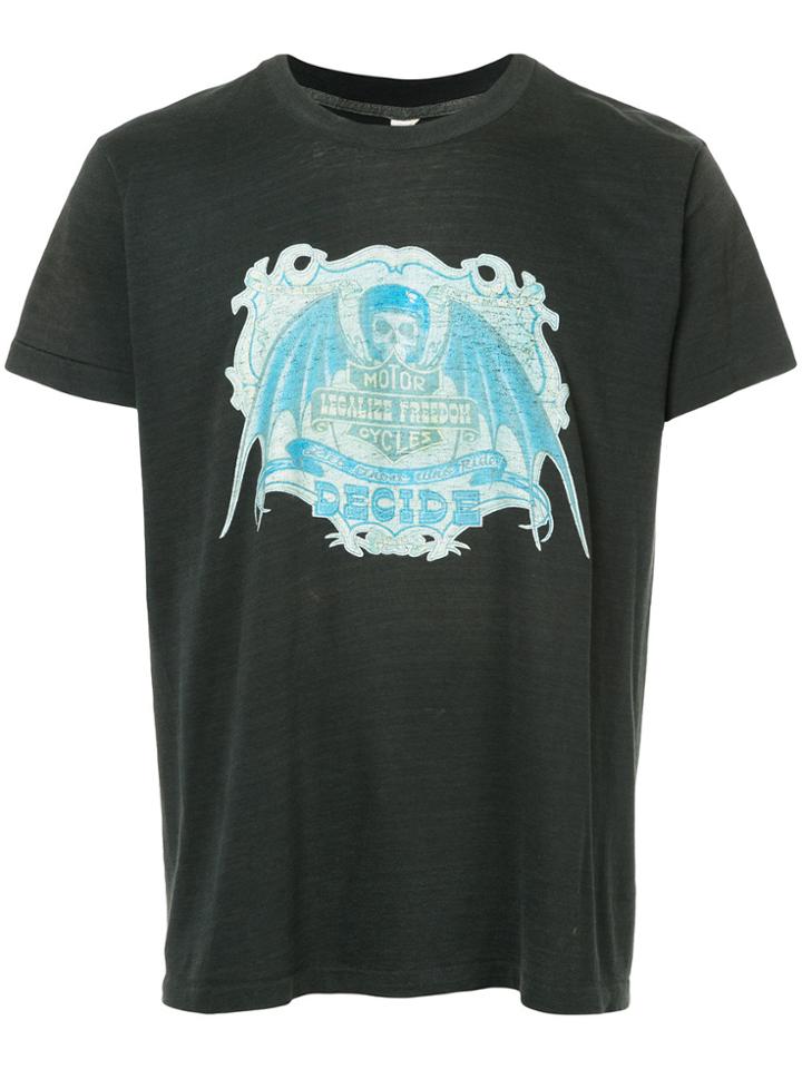 Fake Alpha Vintage 1980s Skull Wing Print T-shirt - Black