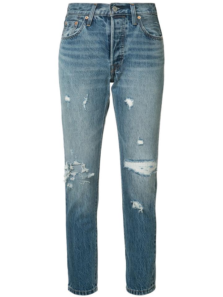 Levi's Distressed Straight-leg Jeans, Size: 30, Blue, Cotton