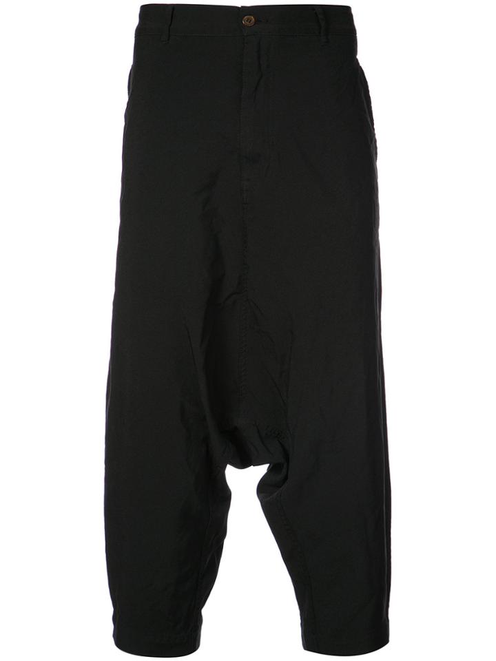 Comme Des Garçons Homme Plus Cropped Drop Crotch Pants - Black