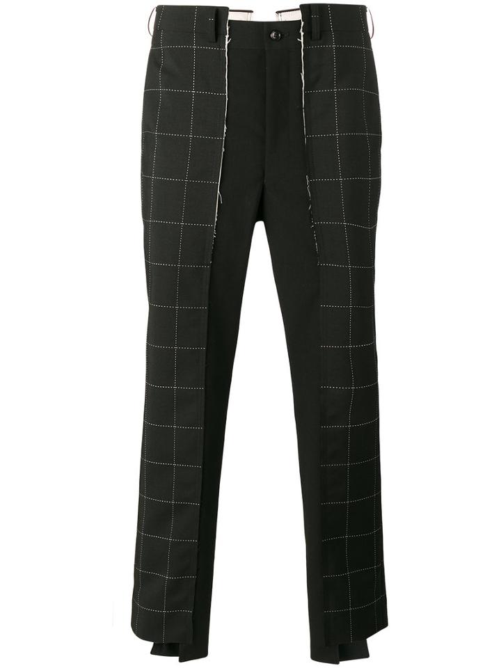 Comme Des Garçons Homme Plus Check Panel Trousers, Men's, Size: Medium, Black, Wool