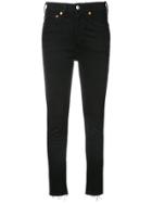 Re/done Frayed High Waisted Skinny Jeans - Black