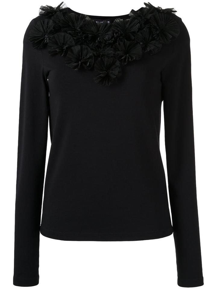 Gloria Coelho Embellished Blouse, Women's, Size: G, Black, Cotton/elastodiene