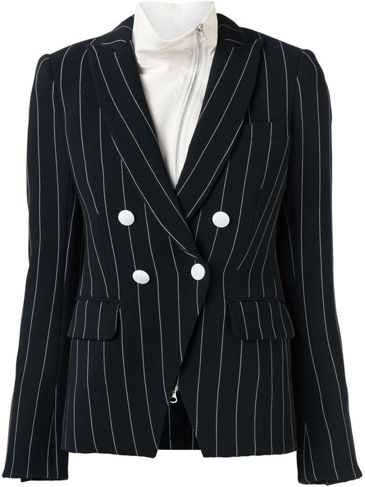 Veronica Beard Insert Collar Striped Blazer