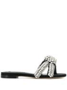 Marco De Vincenzo Strass Crystal Knot Slider Sandals - Black