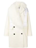Msgm Lamb Fur Trim Coat - White