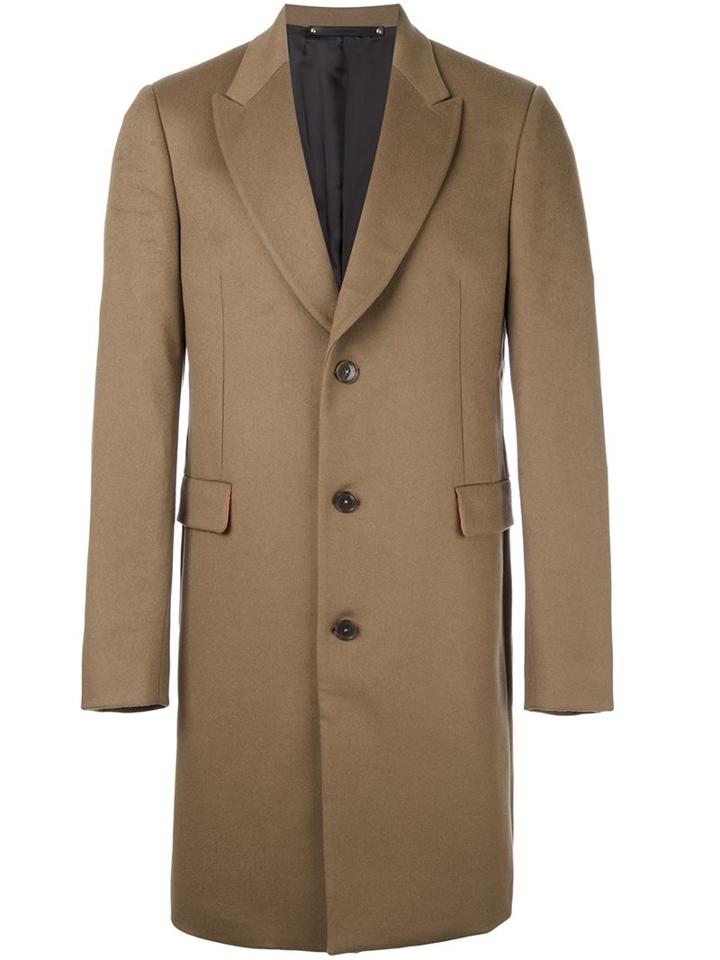Paul Smith Peaked Lapel 'epsom' Coat, Men's, Size: 44, Brown, Cupro/cashmere/wool