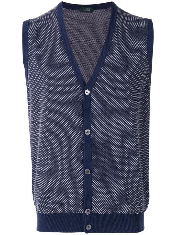 Zanone Sleeveless Cardigan - Blue