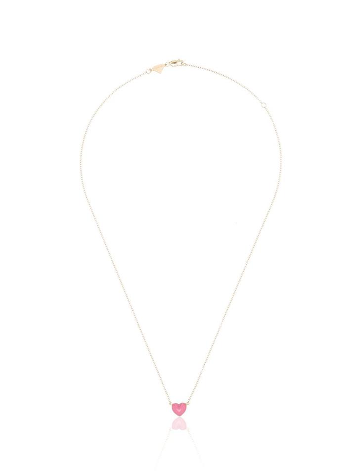 Alison Lou 14kt Yellow Gold Heart Necklace - Pink- Gold