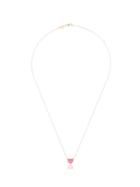 Alison Lou 14kt Yellow Gold Heart Necklace - Pink- Gold