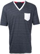 Loveless - Striped V-neck T-shirt - Men - Cotton - 1, Grey, Cotton