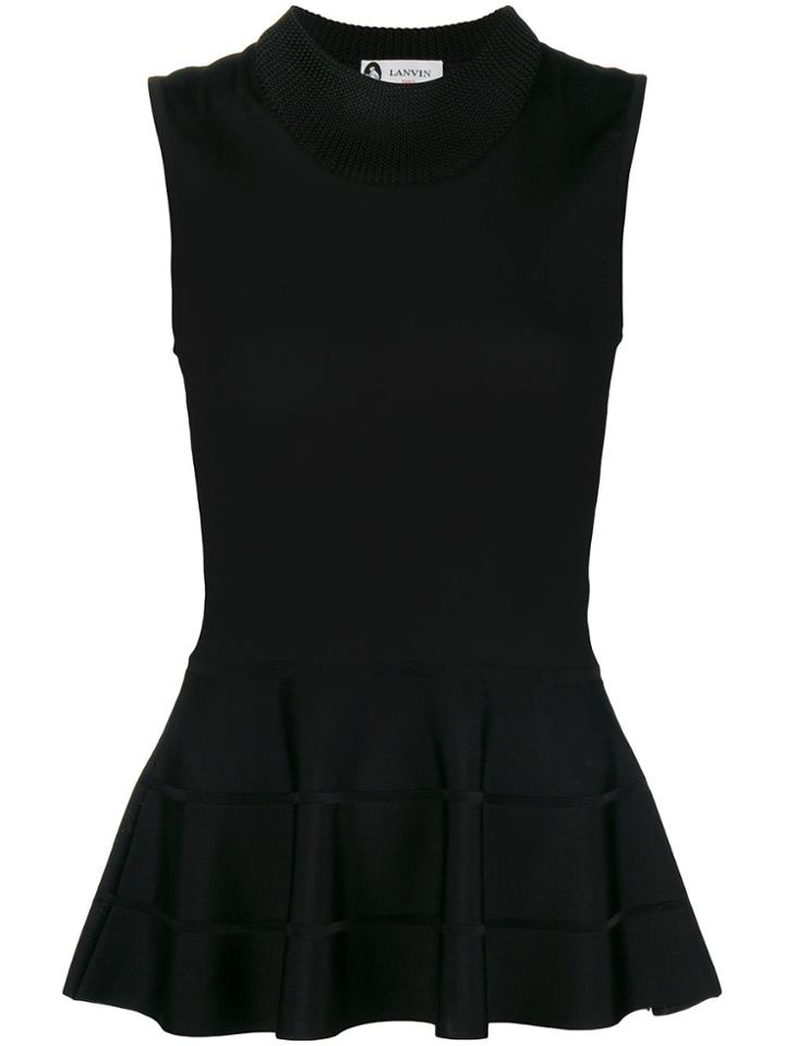 Lanvin Woven Peplum Top - Black