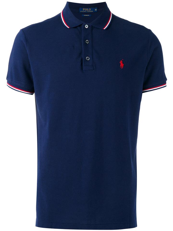 Embroidered Logo Polo Shirt - Men - Cotton - L, Blue, Cotton, Polo Ralph Lauren