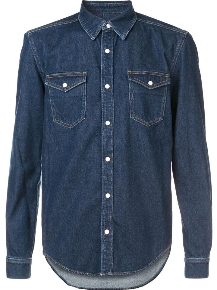 Givenchy Denim Shirt With Contrast Logo Trim - Blue