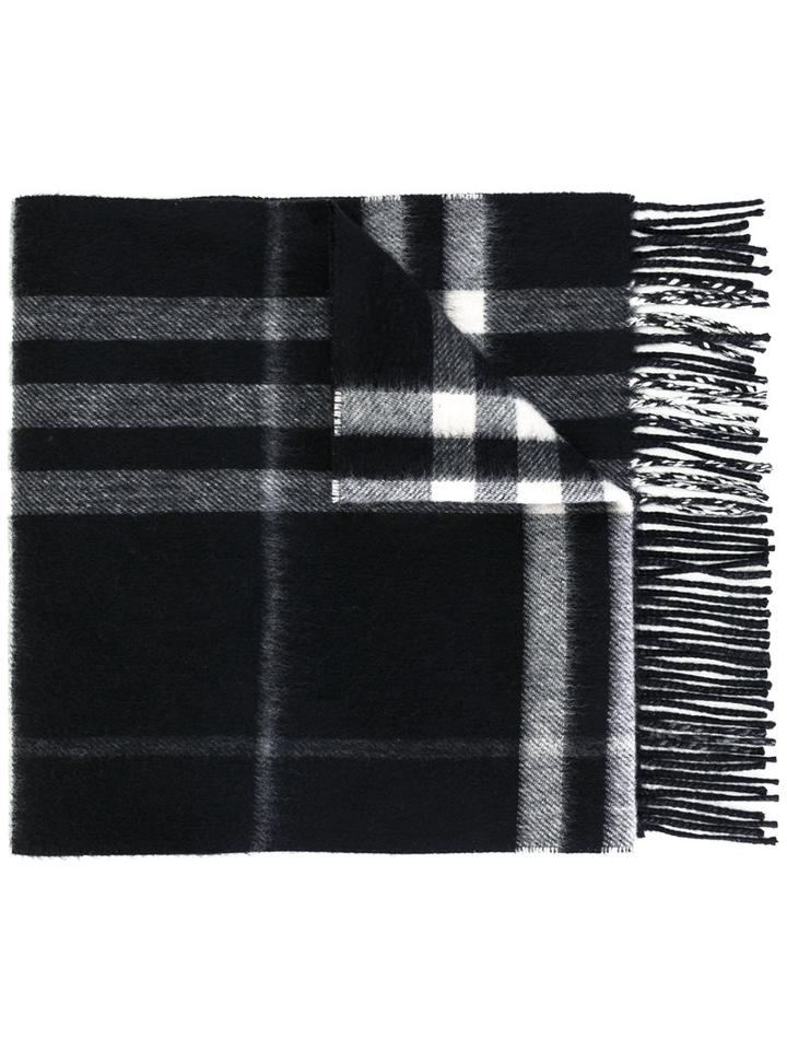 Burberry House Check Scarf, Women's, Black, Cashmere/polyester/metallic Fibre