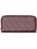 Burberry Monogram Leather Ziparound Wallet - Red