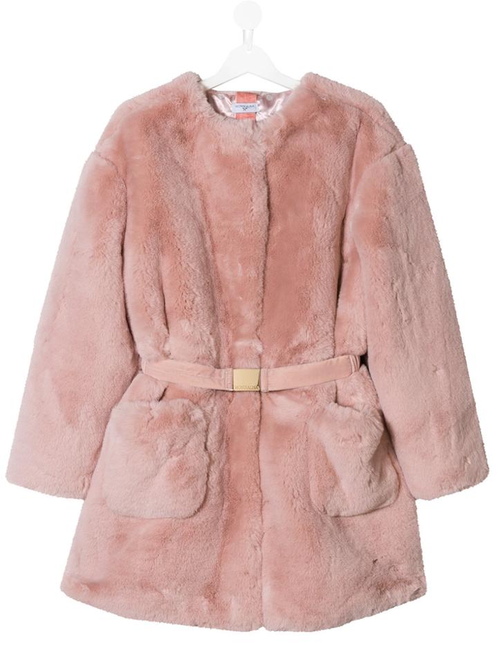 Monnalisa Faux Fur Coat - Pink & Purple