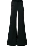 Elie Saab Heart Velvet Trim Bell Bottom Trousers - Black