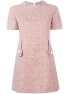 Pierre Cardin Vintage Herringbone Print Dress - Red