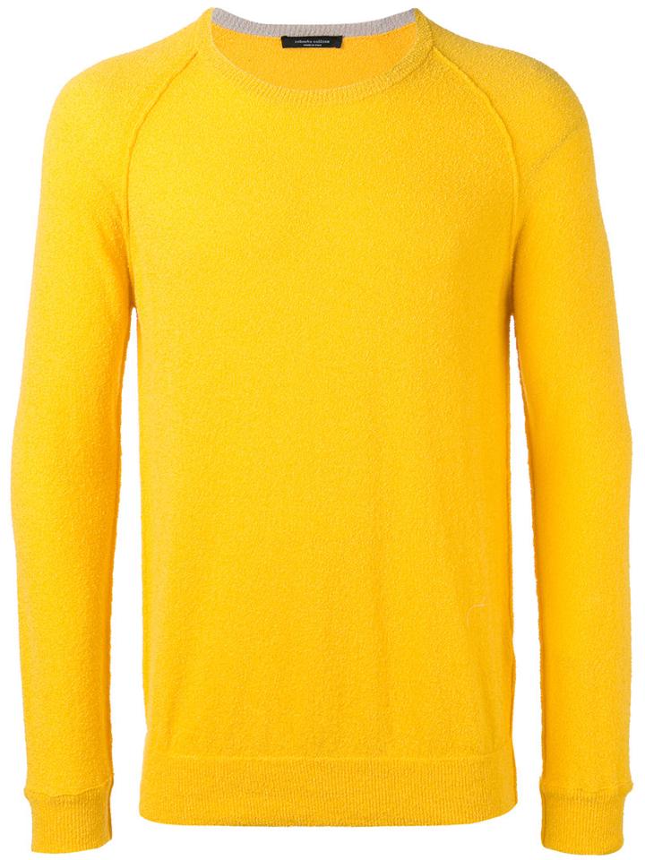 Roberto Collina Knitted Top, Men's, Size: 50, Yellow/orange, Cotton/polyamide